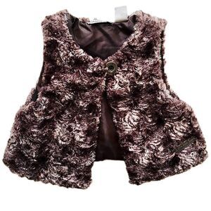 CALVIN Klein Brown Rosetta Pattern Faux Fur Vest